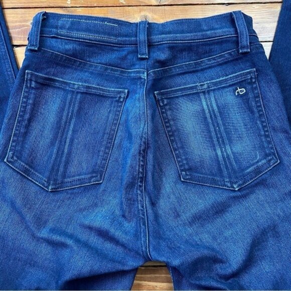 Rag bone Mojave high rise 10 inches ripped knees skinny dark blue made USA 28 - Picture 9 of 12